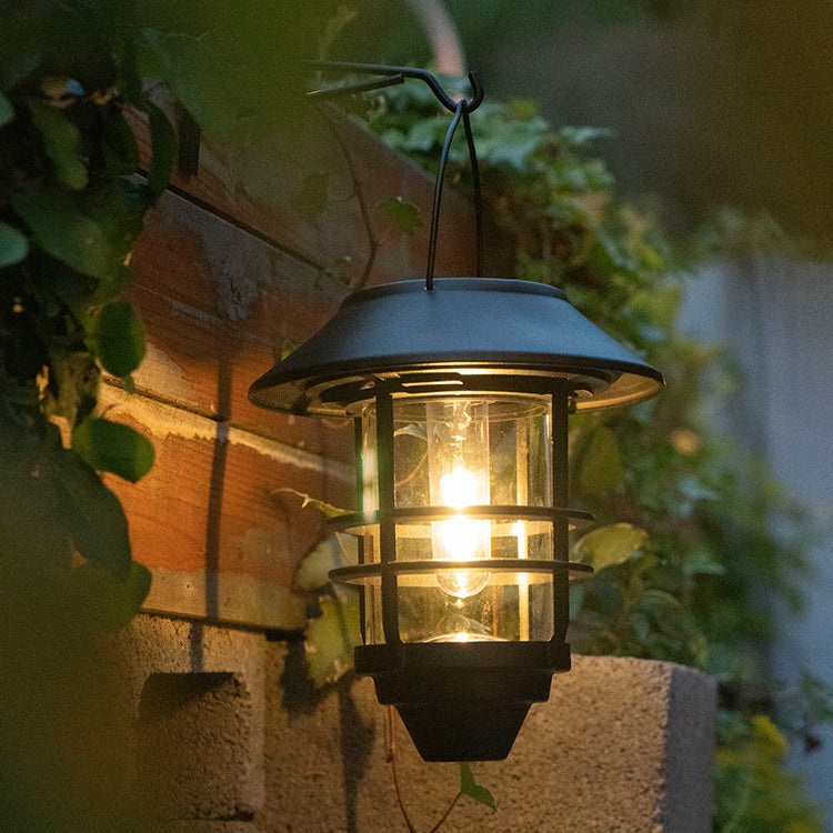 Solar Lantern Cylinder 1-Light Hanging Wall Sconce Lamp