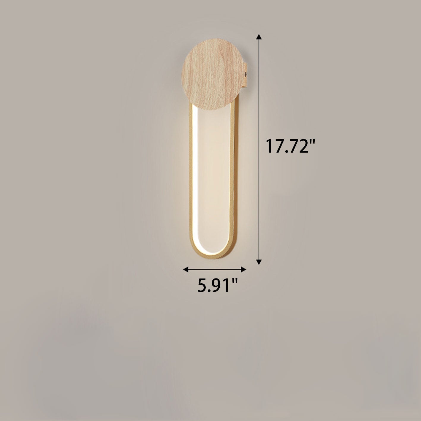 Wood Grain Round Wrought Iron LED Wall Sconce Lamp