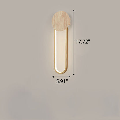Wood Grain Round Wrought Iron LED Wall Sconce Lamp