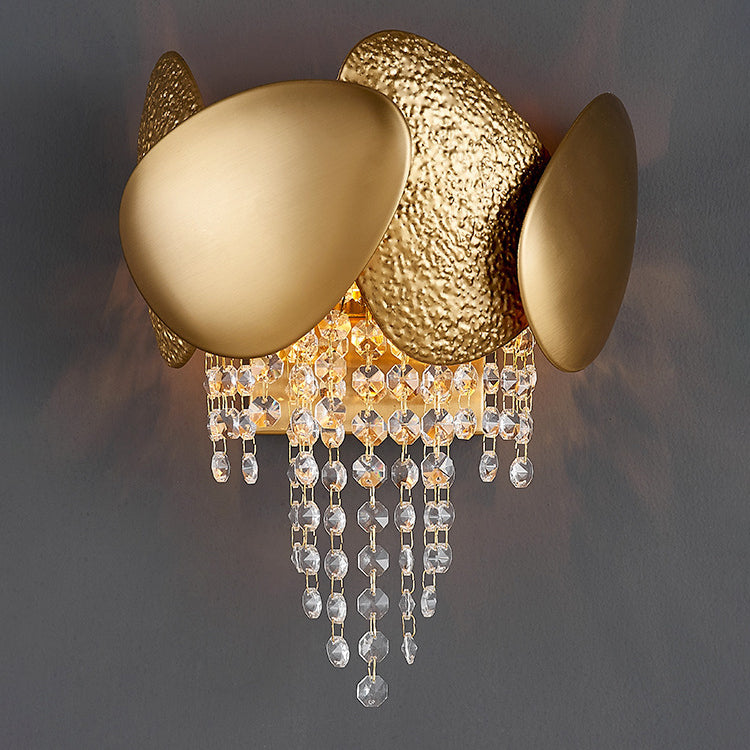 Irregular Oval Piece Iron Crystal 2-Light Wall Sconce Lamp