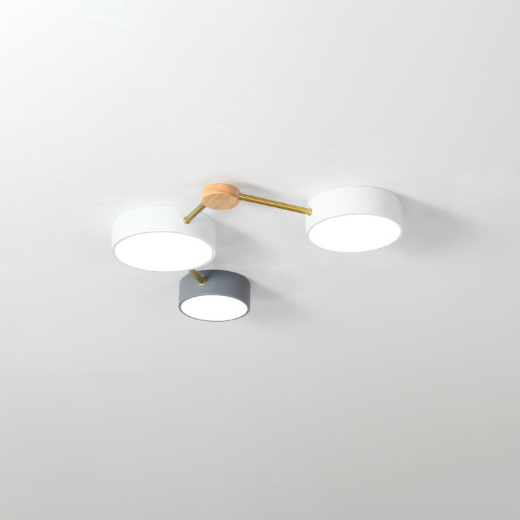 Scandinavian Solid Wood Iron LED Flush Mount Ceiling Light