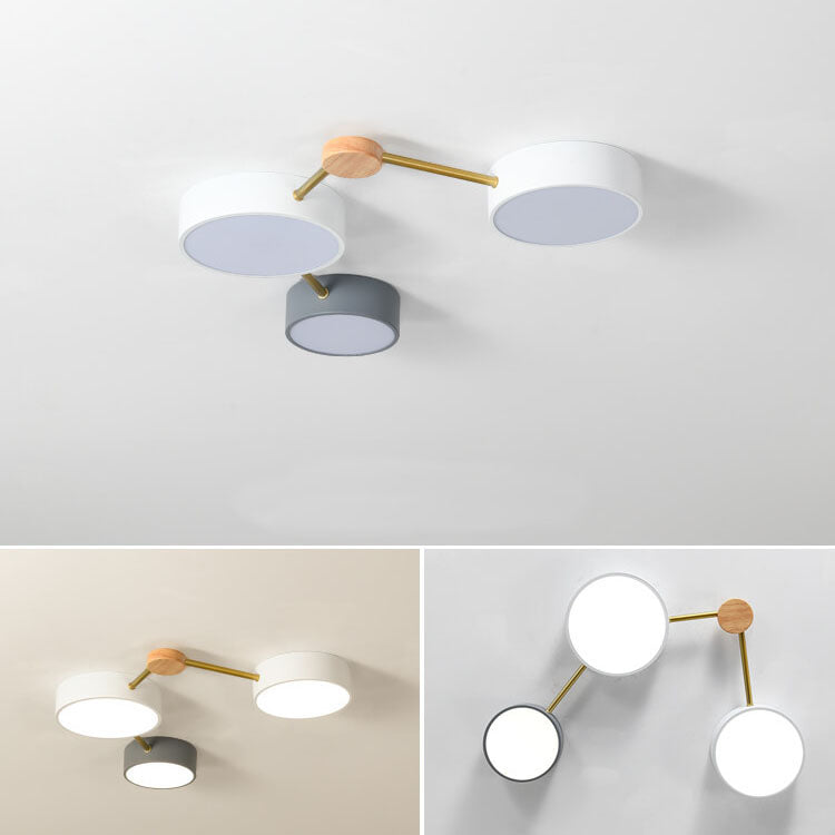 Scandinavian Solid Wood Iron LED Flush Mount Ceiling Light