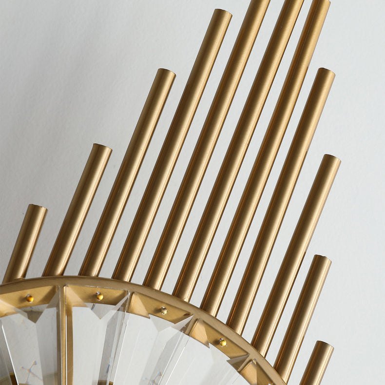 Scandinavian Striped Iron Crystal 3-Light Wall Sconce Lamp