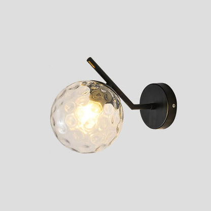 Minimalist Glass Ball Curve Lamp Arm 1-Light Wall Sconce