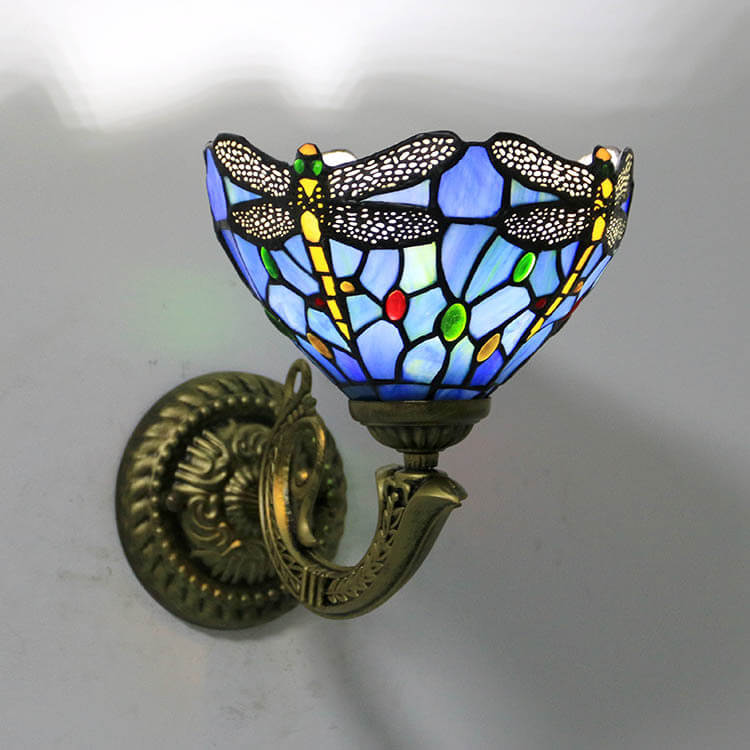 Tiffany Zinc Alloy Stained Glass 1-Light Wall Sconce Lamp