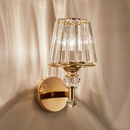 Round Trapezoidal Hardware Crystal 1-Light Wall Sconce Lamp