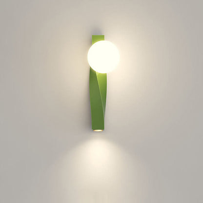 Cream Style Plastic Long Sphere 1-Light Wall Sconce Lamp