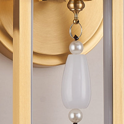 Traditional Chinese All-Copper Glass LED Wall Sconce Lamp