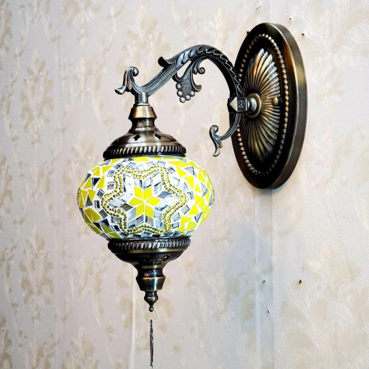 European Exotic Cracked Glass 1-Light Wall Sconce Lamp
