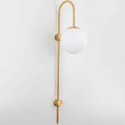 Iron Glass Round Ball Long Pole 1-Light Wall Sconce Lamp