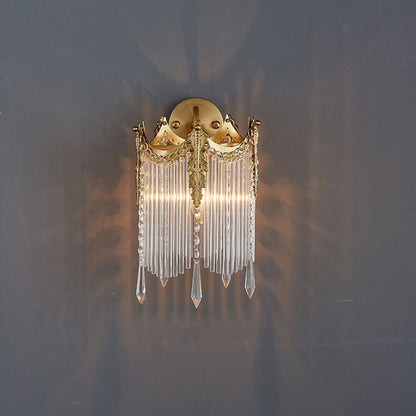 European Iron Glass Polygon Crown 1-Light Wall Sconce Lamp