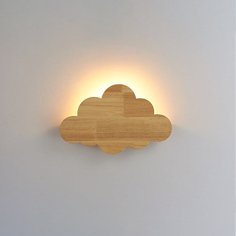 Nordic Minimalist Cloud Wood 1-Light Wall Sconce Lamp