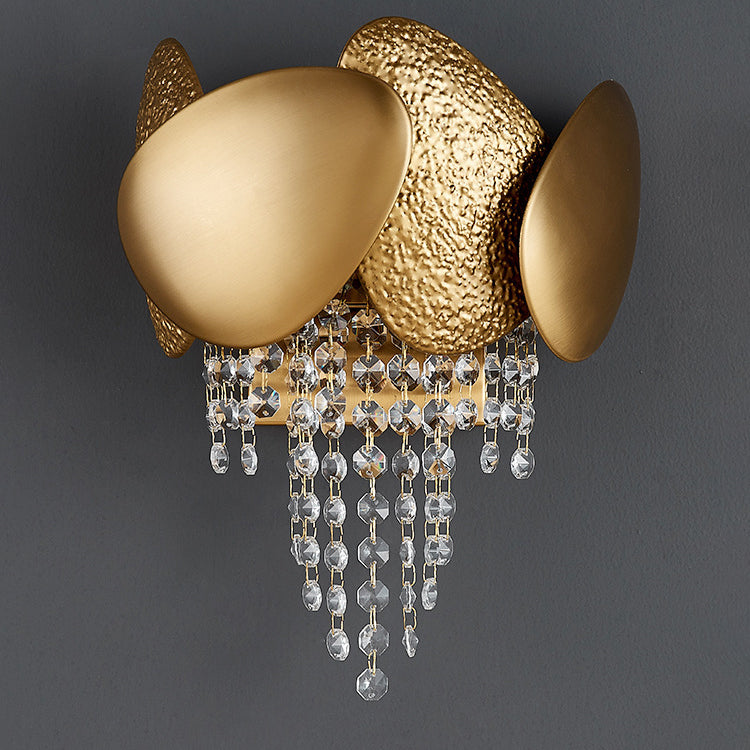 Irregular Oval Piece Iron Crystal 2-Light Wall Sconce Lamp