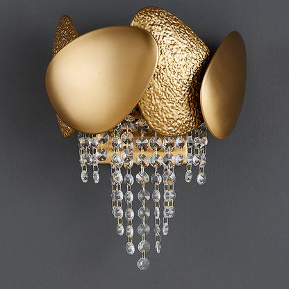 Irregular Oval Piece Iron Crystal 2-Light Wall Sconce Lamp