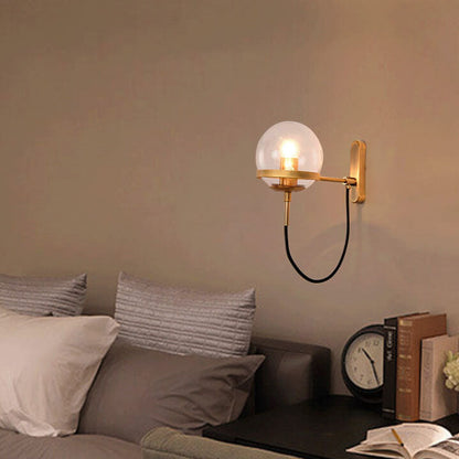 Round Electroplated Copper Glass 1-Light Wall Sconce Lamp