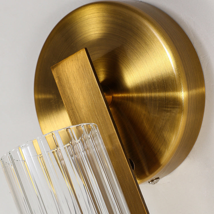 Simplicity Ribbed Glass Column 1-Light Wall Sconce Lamp