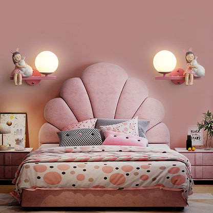 Kids Unicorn Orb Resin Iron Glass 1-Light Wall Sconce Lamp