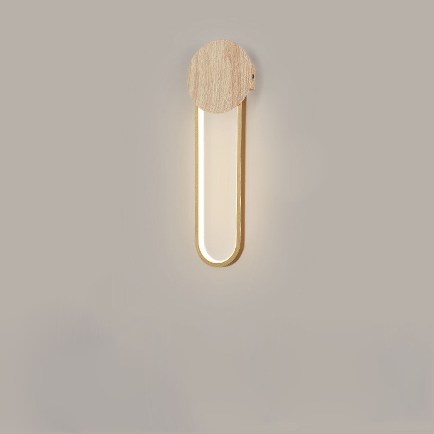 Wood Grain Round Wrought Iron LED Wall Sconce Lamp