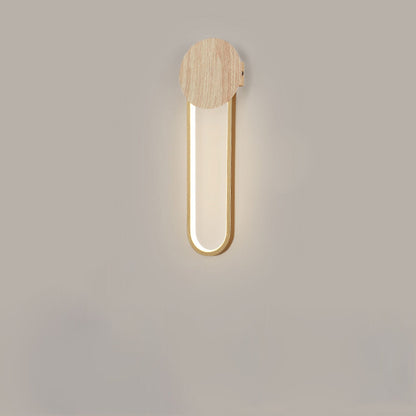 Wood Grain Round Wrought Iron LED Wall Sconce Lamp