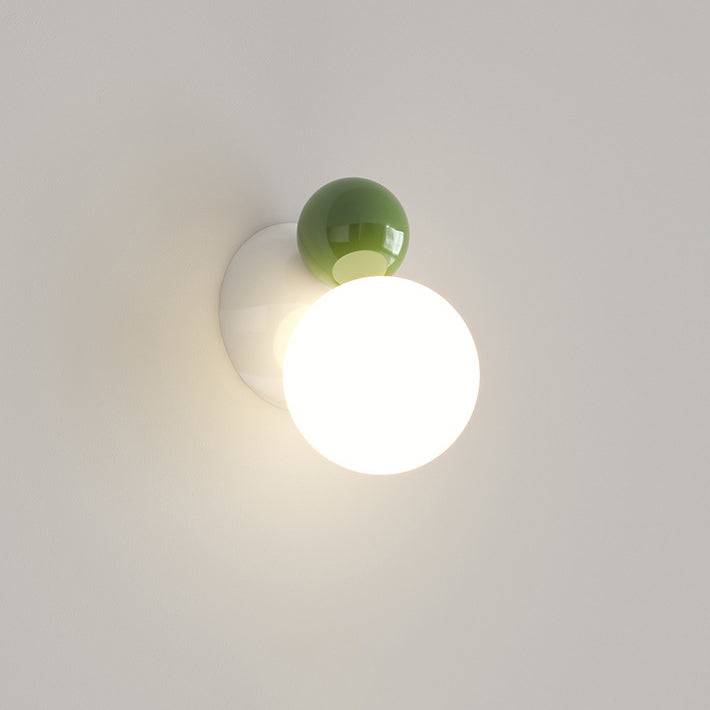 Round Sphere Iron Plastic 1-Light Wall Sconce Lamp