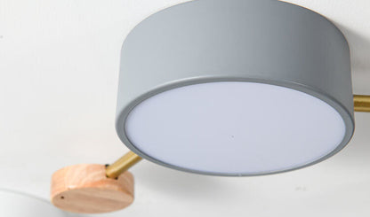 Scandinavian Solid Wood Iron LED Flush Mount Ceiling Light