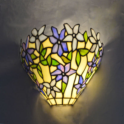 Tiffany Flower Stained Glass Bowl 1-Light Wall Sconce Lamp