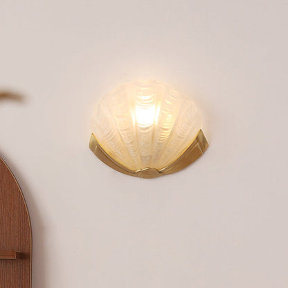 Modern Art Deco Shell Brass Glass 1-Light Wall Sconce Lamp