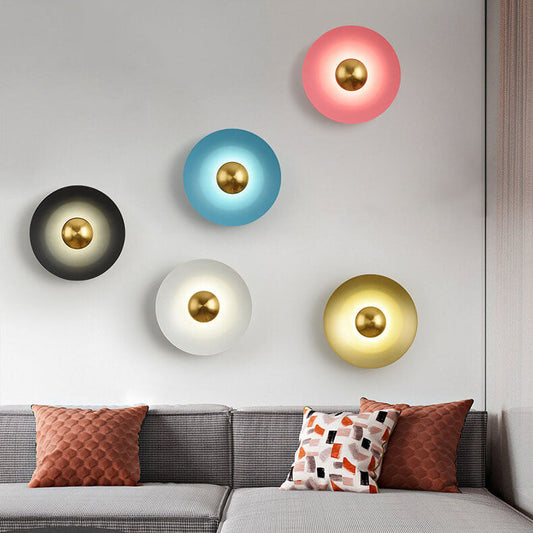 Nordic Multicolor Round Disc Hardware LED Wall Sconce Lamp