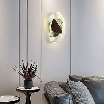 Art Deco Irregular Oval Glass Iron LED Wall Sconce Lamp
