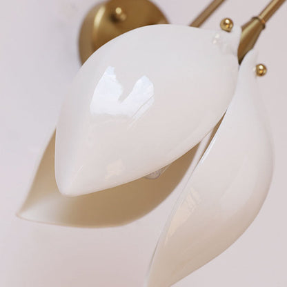 Ceramic Flower Shape Iron Frame 1-Light Wall Sconce Lamp