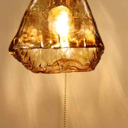 Brass Amber Square Glass Shade 1-Light Wall Sconce Lamp