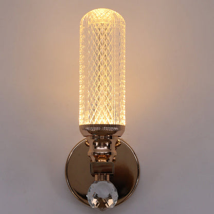 Cylindrical Hardware Acrylic 1-Light Wall Sconce Lamp