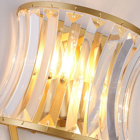 Half Triangle Iron Crystal 1-Light Wall Sconce Lamp