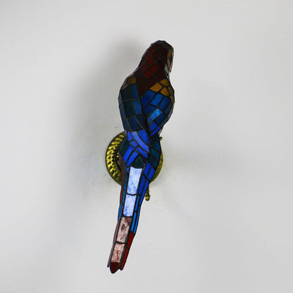 Tiffany Vintage Parrot Stained Glass 1-Light Wall Sconce Lamp