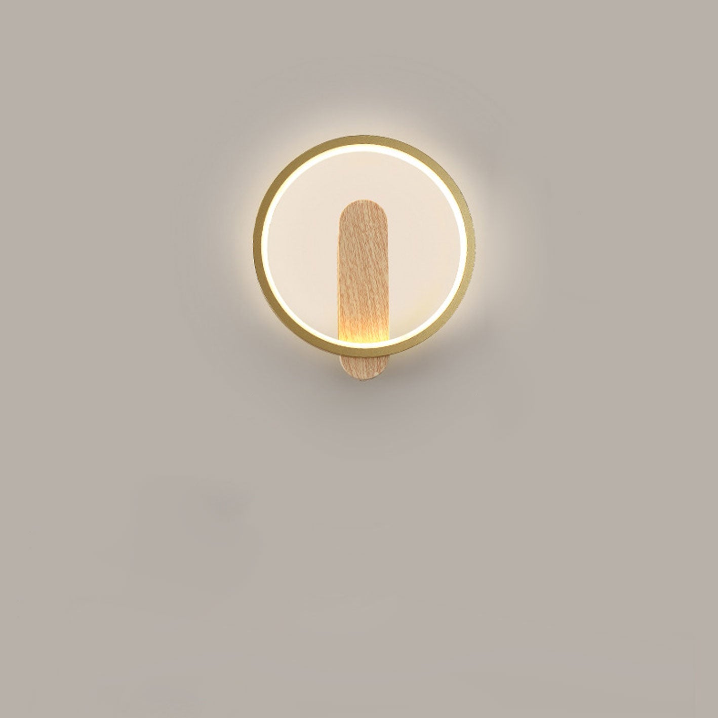 Wood Grain Round Wrought Iron LED Wall Sconce Lamp