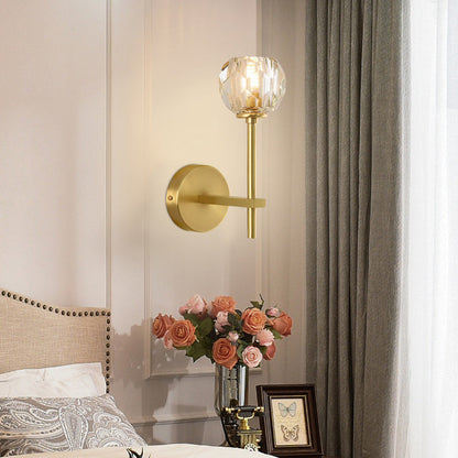 Modern Luxury Bowl Steel Crystal 1/2-Light Wall Sconce Lamp