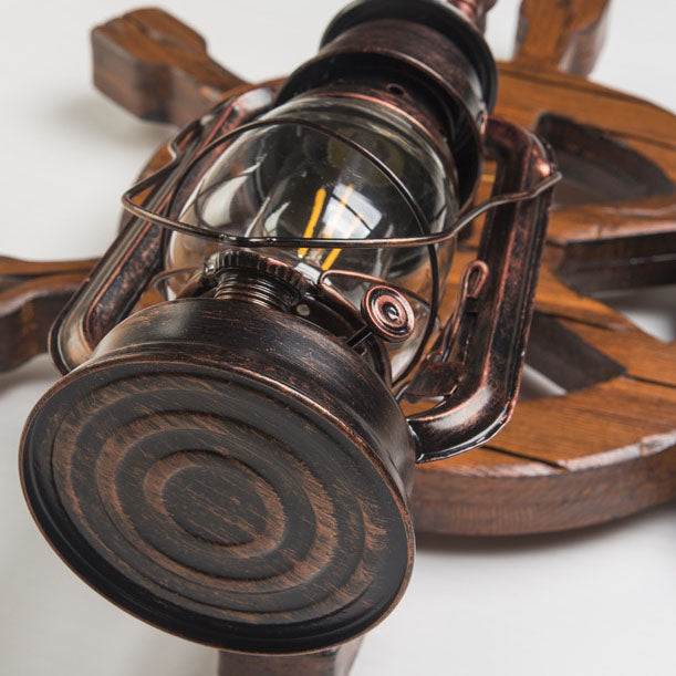 Pine Boat Rudder Kerosene Lamp 1-Light Wall Sconce Lamp