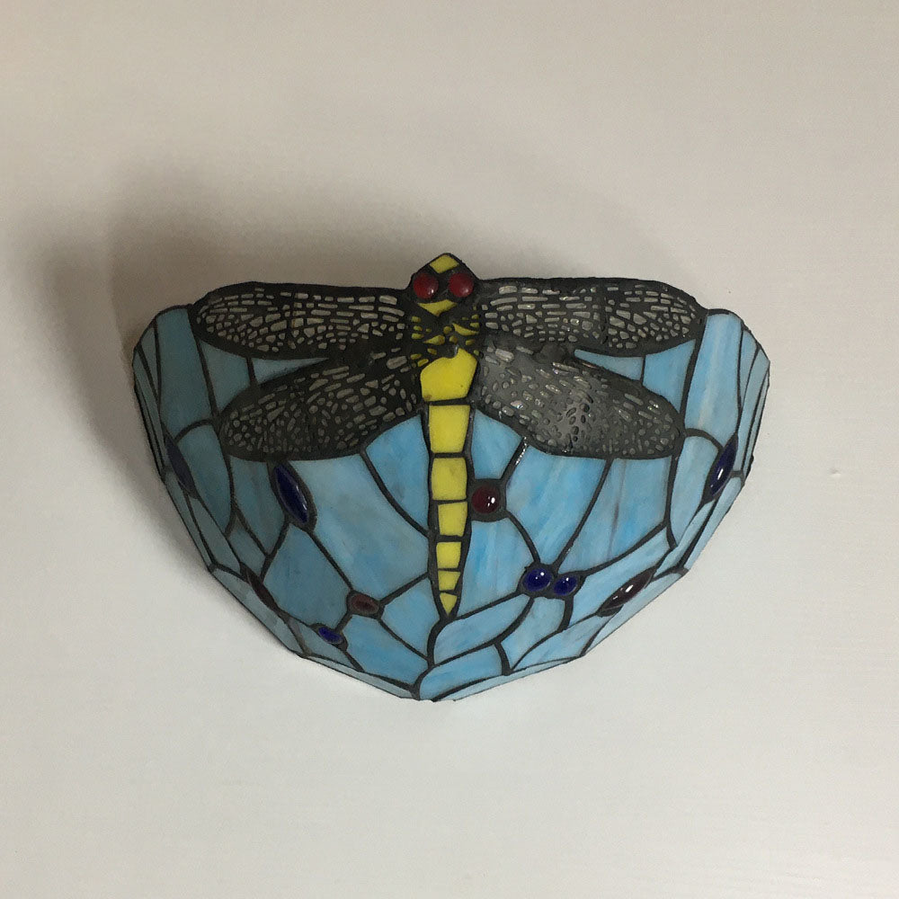 Tiffany Flower Dragonfly 1-Light Wall Sconce Lamp