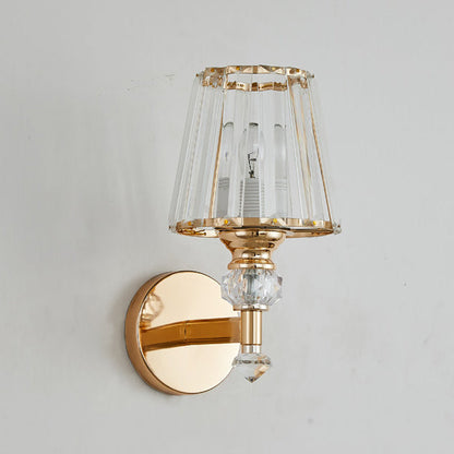 Round Trapezoidal Hardware Crystal 1-Light Wall Sconce Lamp