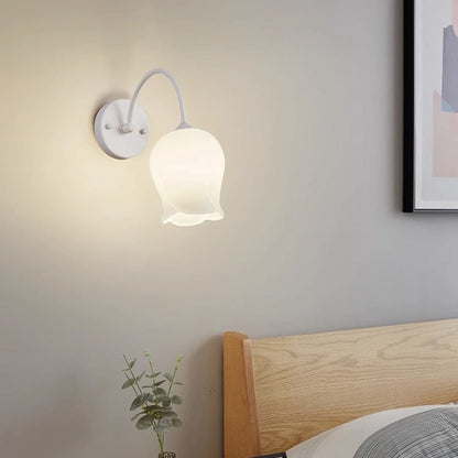 Simplicity Flower Iron Glass 1-Light Wall Sconce Lamp