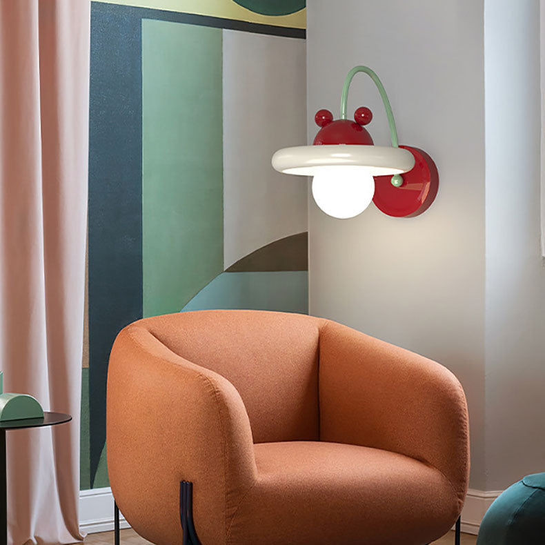 Disc Spherical Iron Glass 1-Light Wall Sconce Lamp