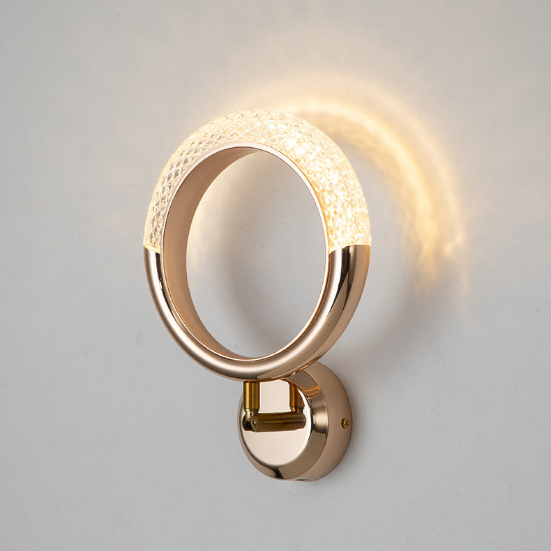 Rose Iron Circle Ring Acrylic Shade LED Wall Sconce Lamp