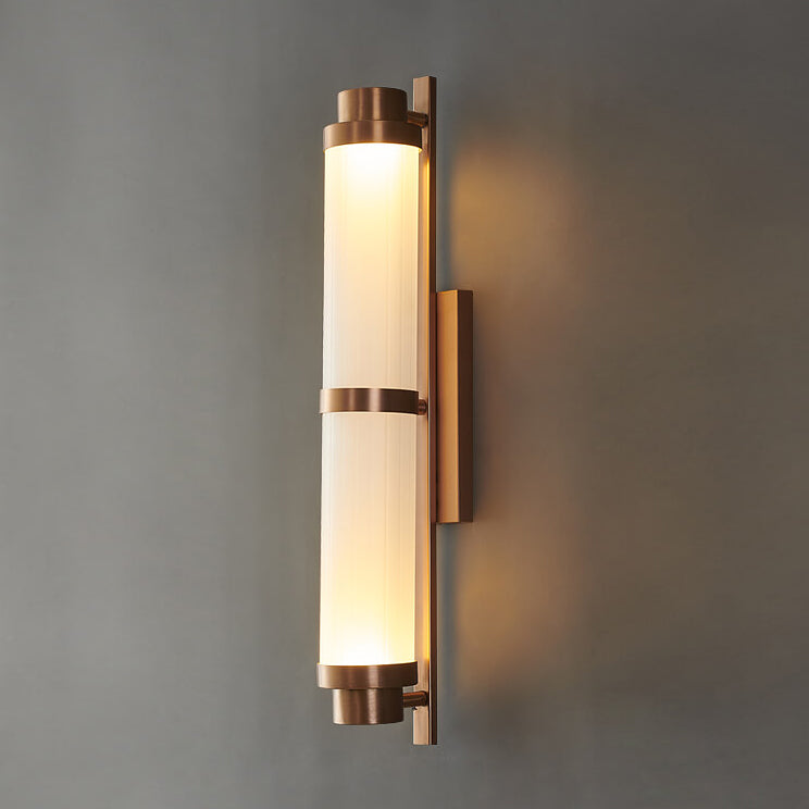 Cylindrical Stainless Steel Rose Gold LED Wall Sconce Lamp