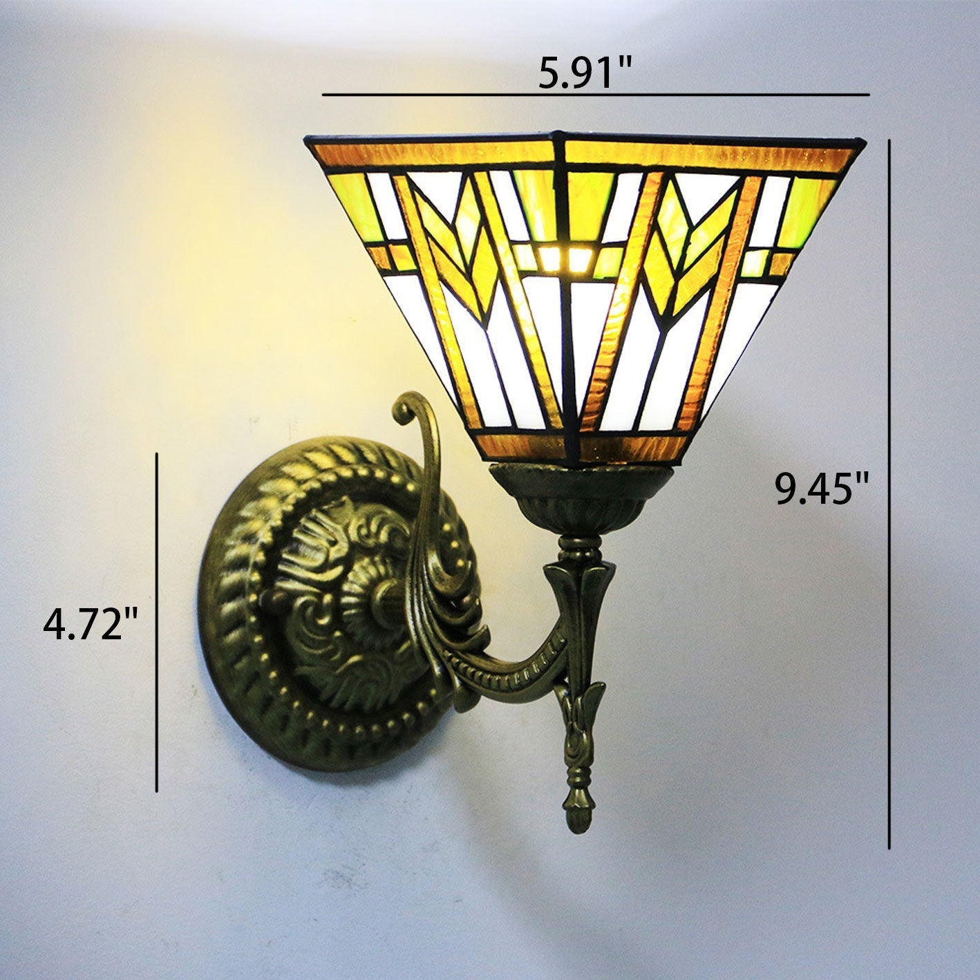 Tiffany Square Stained Glass 1-Light Wall Sconce Lamp