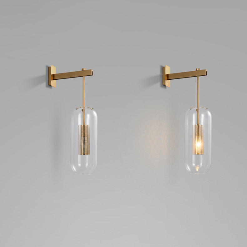 Strip Cylinder Iron Glass 1-Light Wall Sconce Lamp