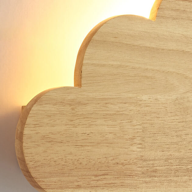 Nordic Minimalist Cloud Wood 1-Light Wall Sconce Lamp