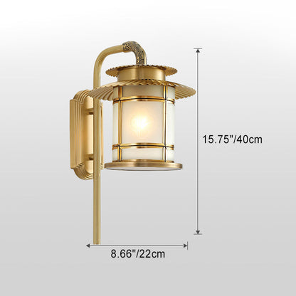 Chinese Copper Lantern Design 1-Light Wall Sconce Lamp