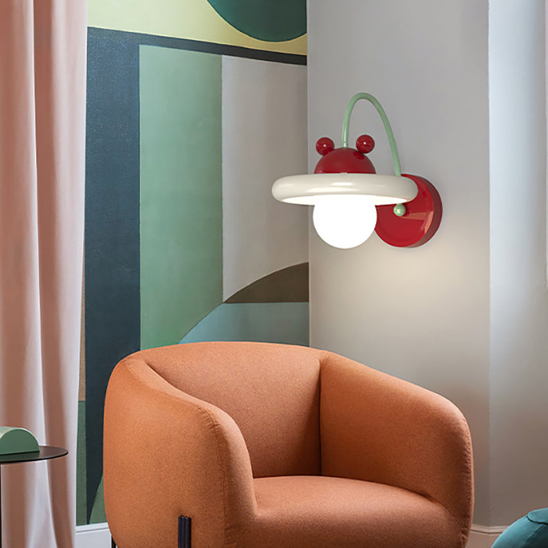 Cone Double Layer Disc Iron Glass 1-Light Wall Sconce Lamp