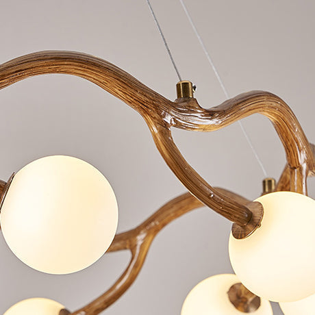 Round Tree Branch Hardware Glass 6/8/10/12 Light Chandelier
