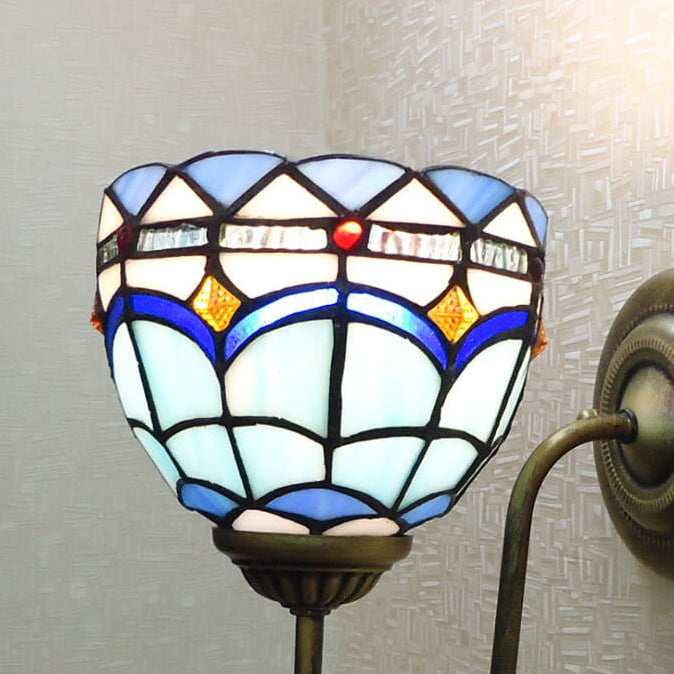 Tiffany Resin Glass Flower Shape 1-Light Wall Sconce Lamp